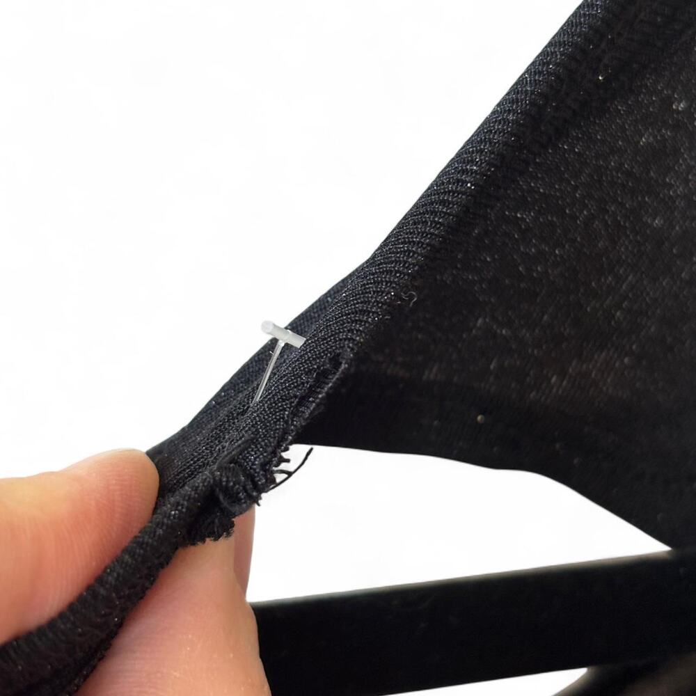 Black Draped Cutout Midi Dress – Minimalist Asymmetrical L - Picture 7 of 8